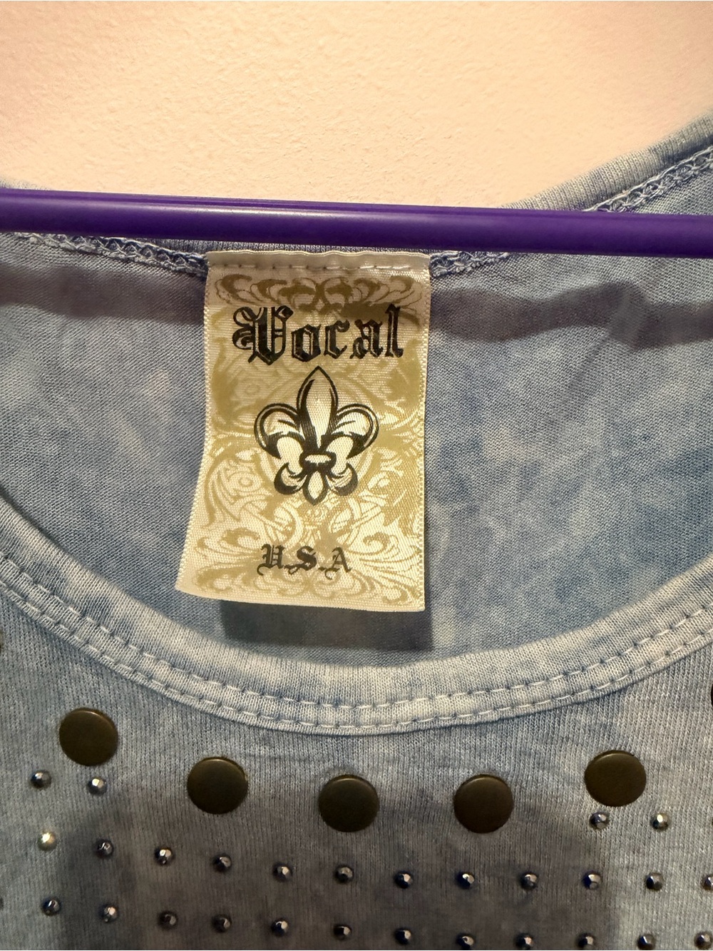 Light Blue Eyelet Scoop Neck Top | Large - Picture 5 of 5